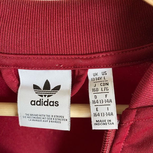 Adidas track jacket maroon youth large - Picture 2 of 6
